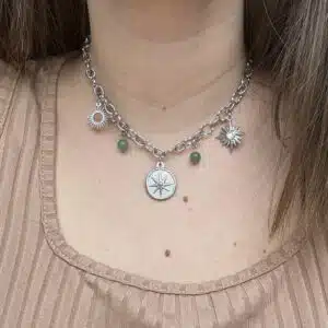 Collier APOLLON - charms soleil et pierre naturelle personnalisée